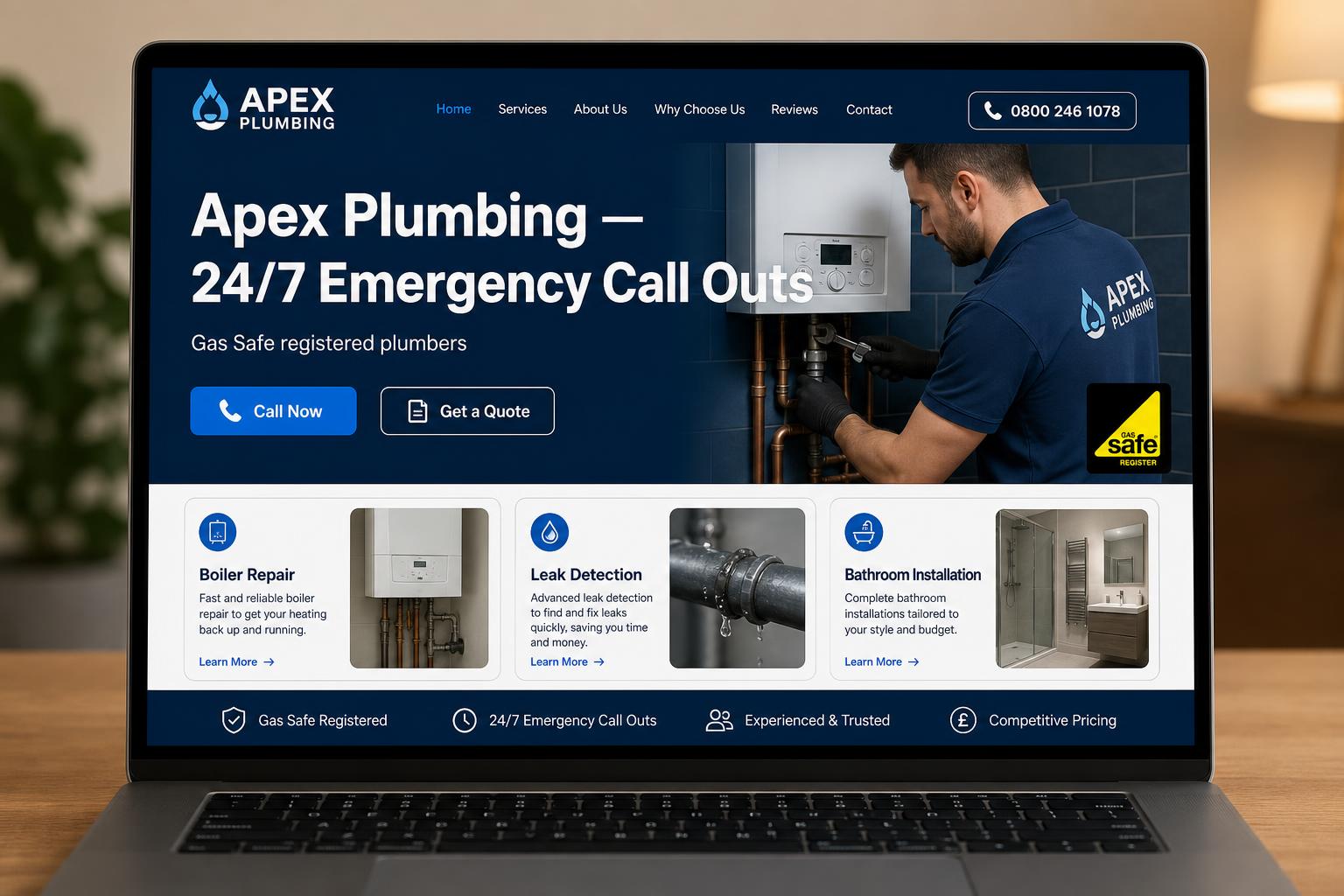 Apex Plumbing website screenshot