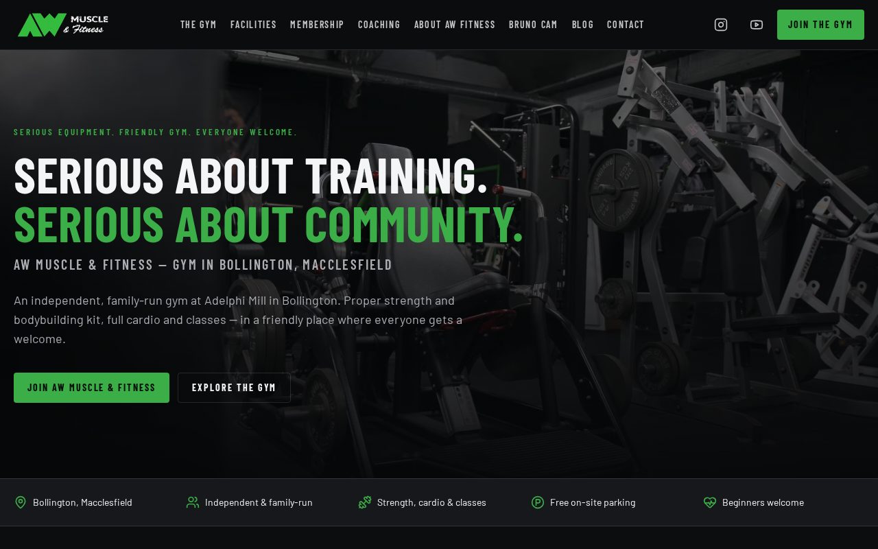 AW Muscle & Fitness website designed by Gee Web Design.