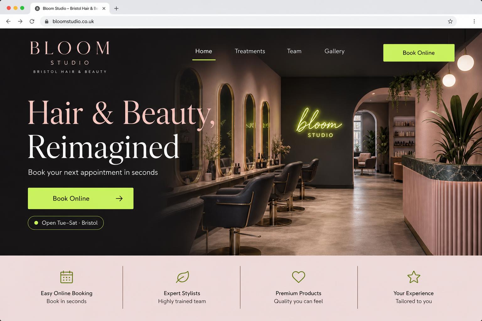 Beauty & Salons web design example