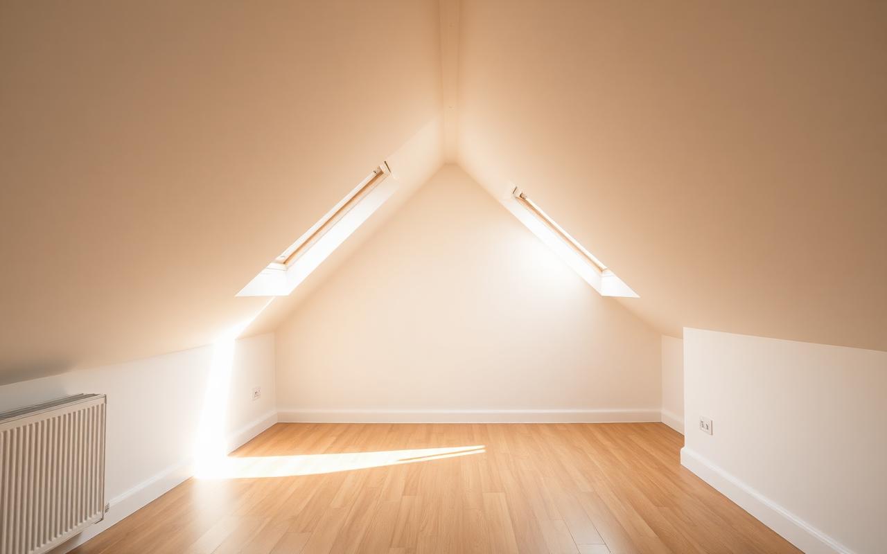 Completed loft conversion in a UK home with Velux windows and finished flooring.