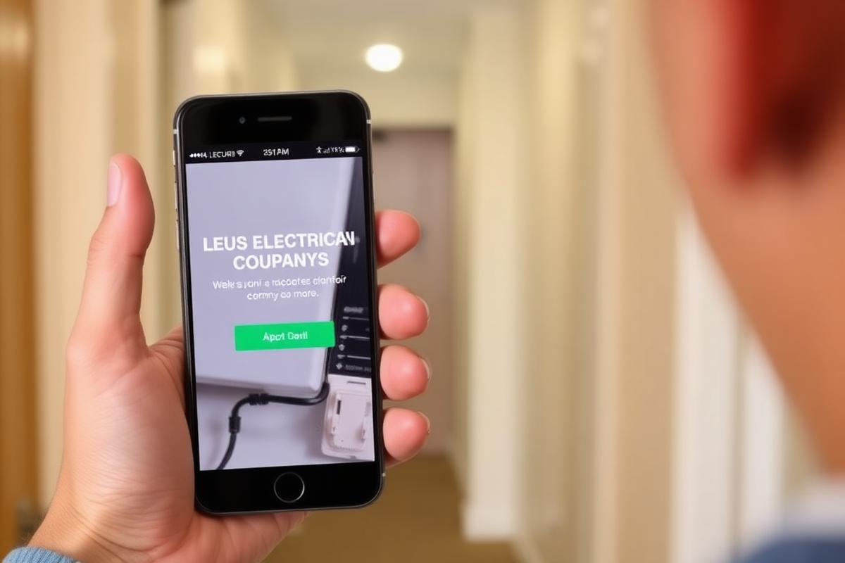 Customer viewing an electrician website on a phone with a prominent call button