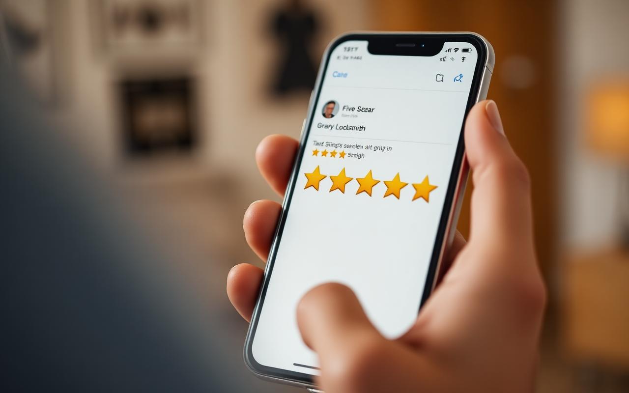 Customer reviewing a professional locksmith service online.