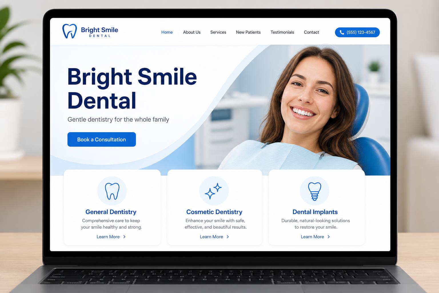 Bright Smile Dental website screenshot