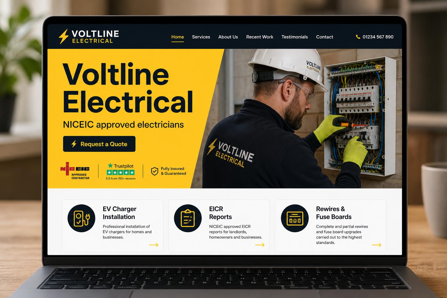 Voltline Electrical website screenshot