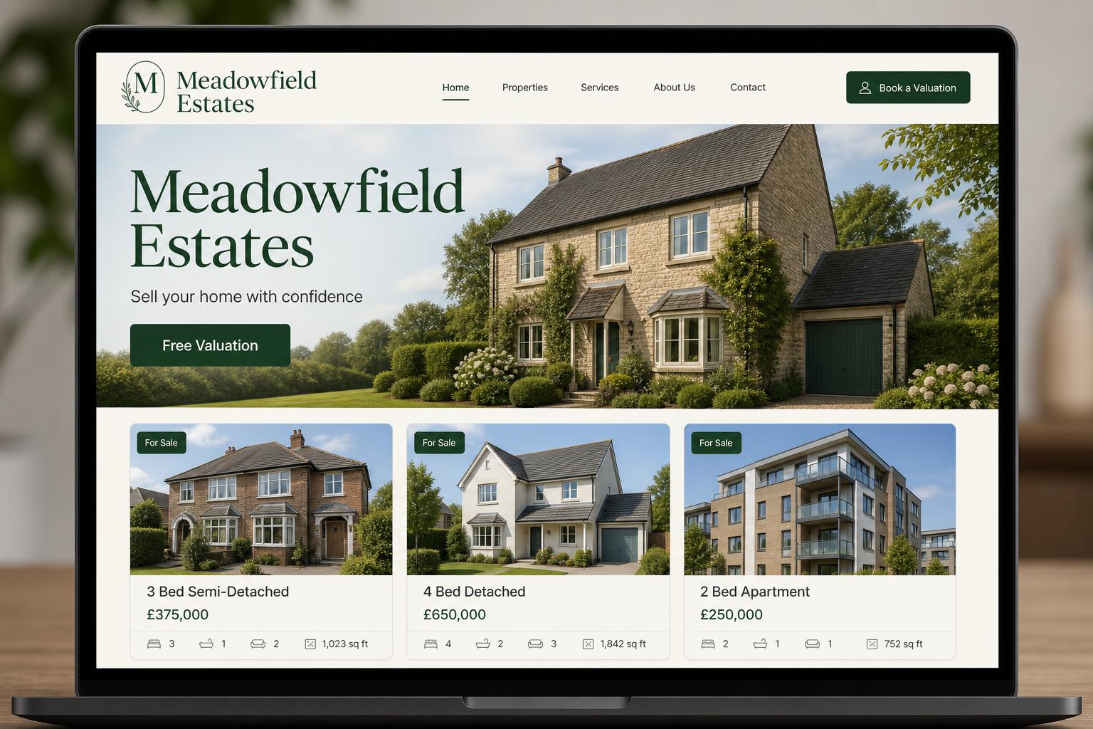 Meadowfield Estates website screenshot