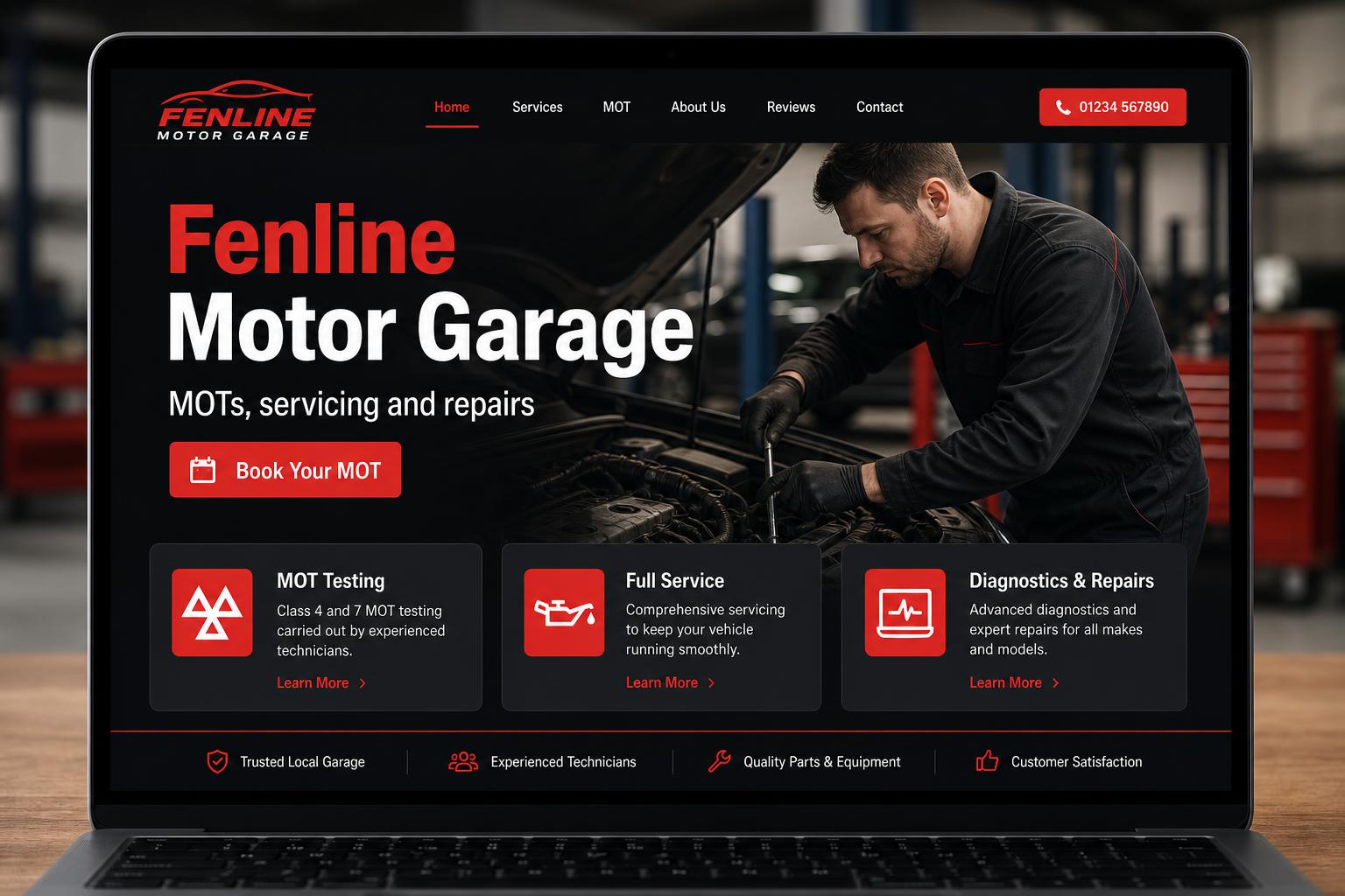 Fenline Motor Garage website screenshot