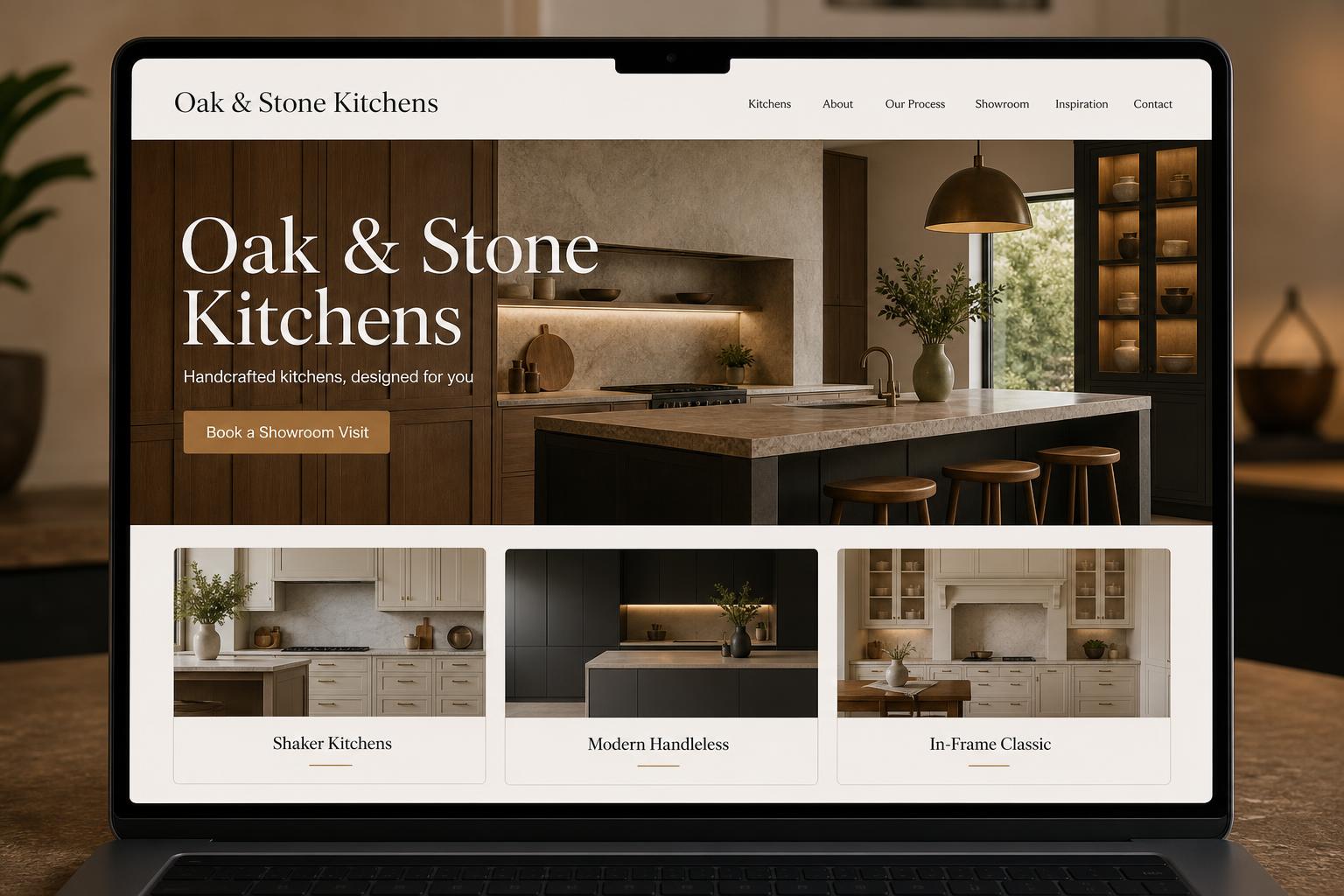Oak & Stone Kitchens website screenshot