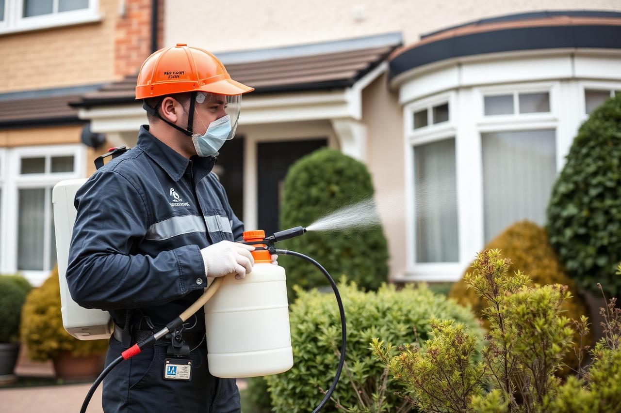 Professional pest control technician carrying out a pest inspection.