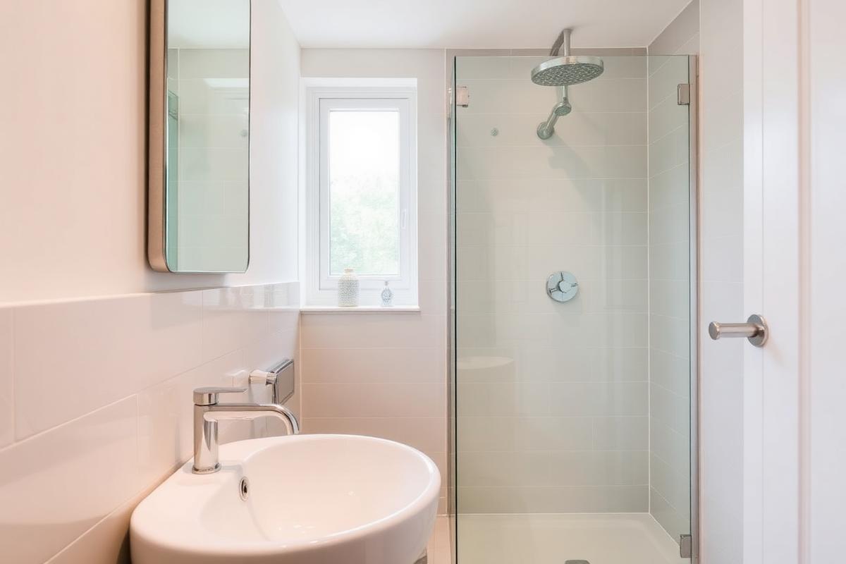 Newly installed modern bathroom with chrome fittings in a UK home