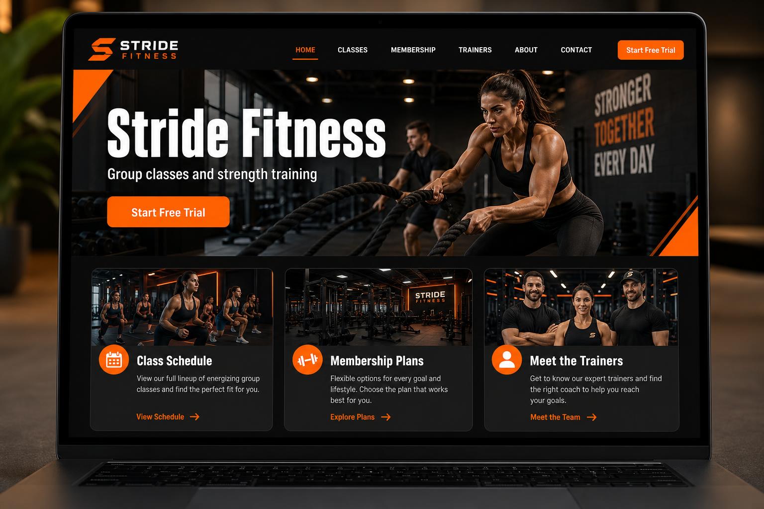 Stride Fitness website screenshot