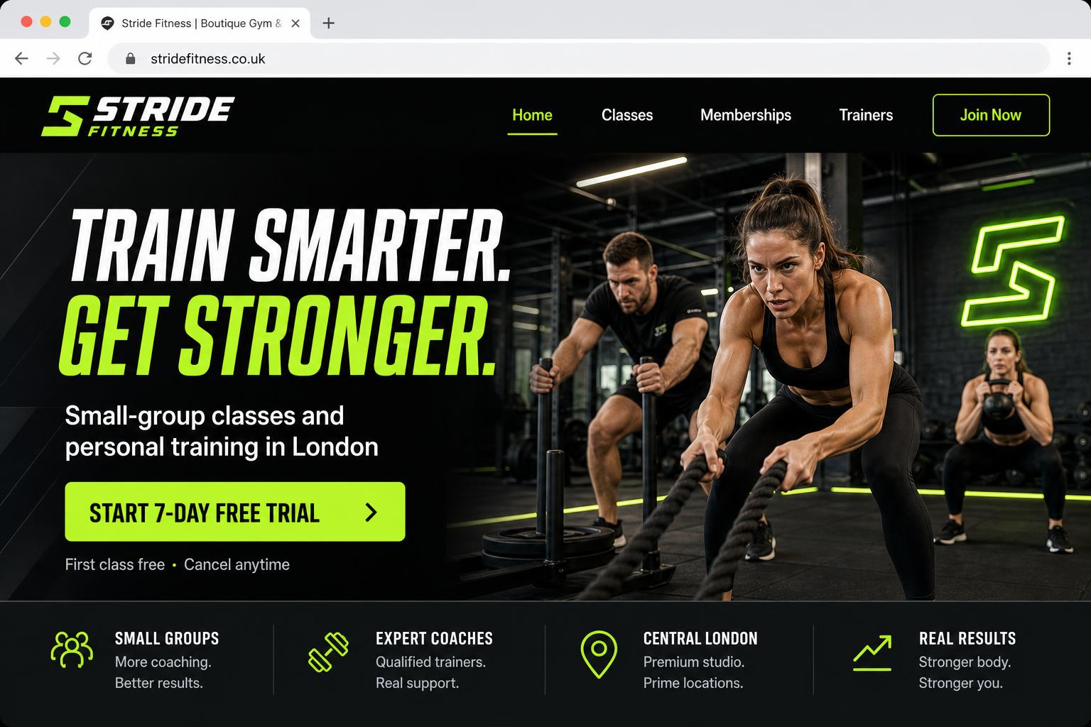 Fitness & Wellness web design example